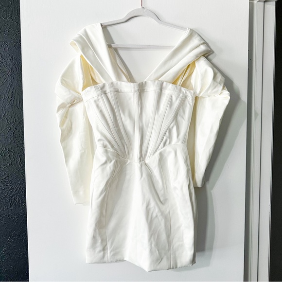 House of CB Arista Satin Corset Mini Dress Ivory Size Medium - Picture 8 of 15